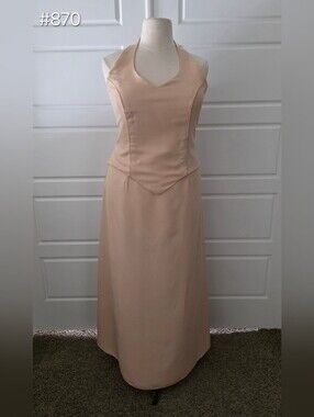 Yellow/Gold Halter Maxi 2-Piece Formal Dress